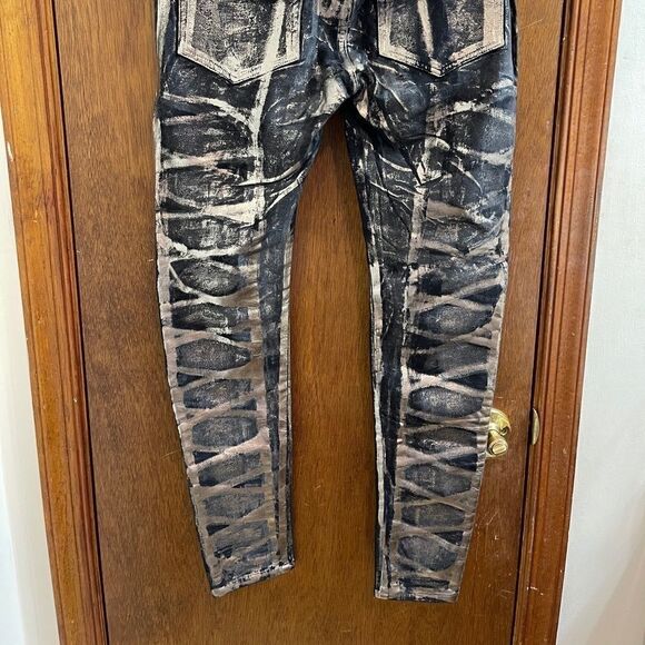 NWT Denimocracy Black Gold Shredded Denim Stretchy - Picture 6 of 9